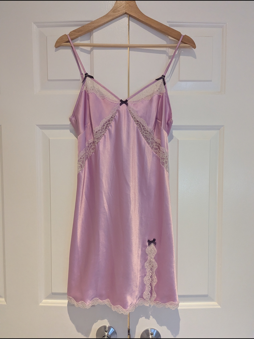 Vintage Y2K Victorias Secret Lavender Purple Satin Lace Trim Mini Slip Dress S/M